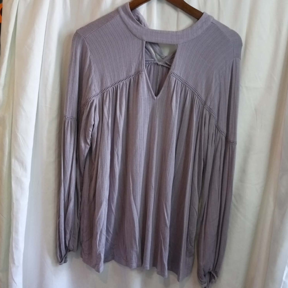 Jessica Simpson XL Lavender Long-Sleeve Keyhole Peasant Tunic Fairy Soft Tie Bow